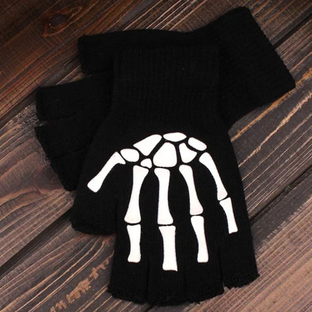 NWOT Goth Skeleton Fingerless Gloves